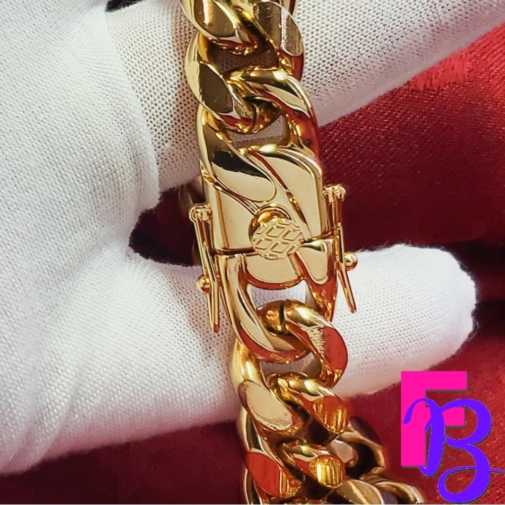 Chunky 14MM 18K Gold Miami Cuban Chain - Picture 3 of 11